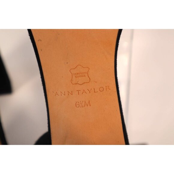 ANN TAYLOR by Black Suede Block Heel Sandals‎ with Ankle Strap Size 6.5 - Picture 9 of 10